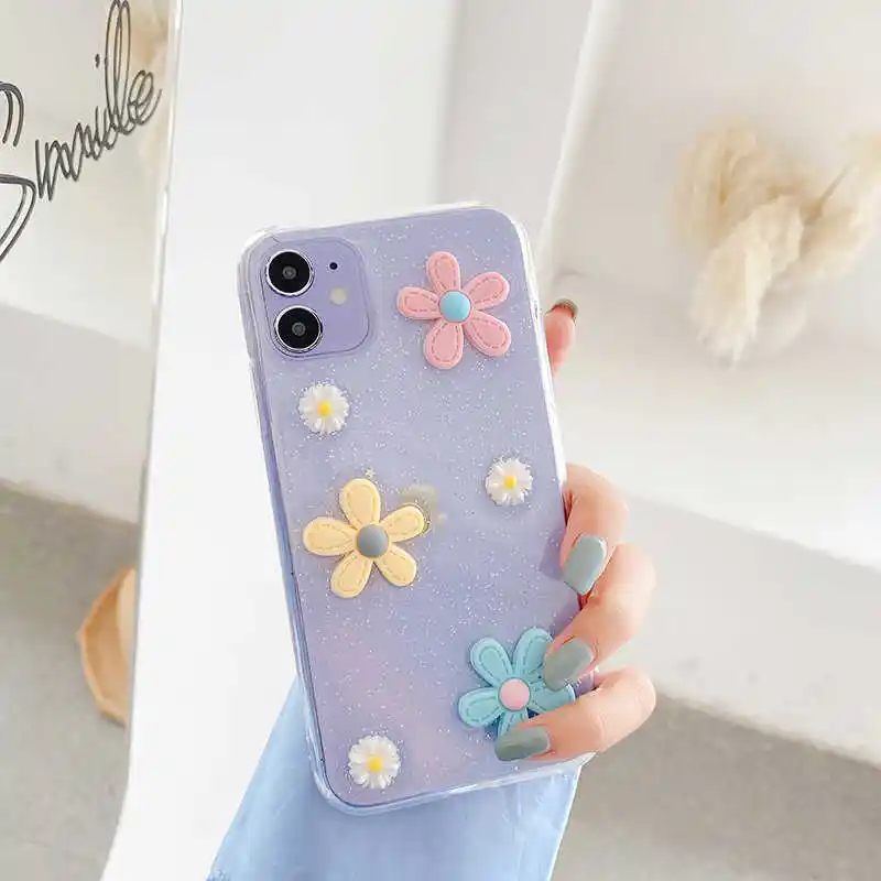 Flower Daisy Mobile Phone Shell Transparent, Soft, Fall-proof And Simple