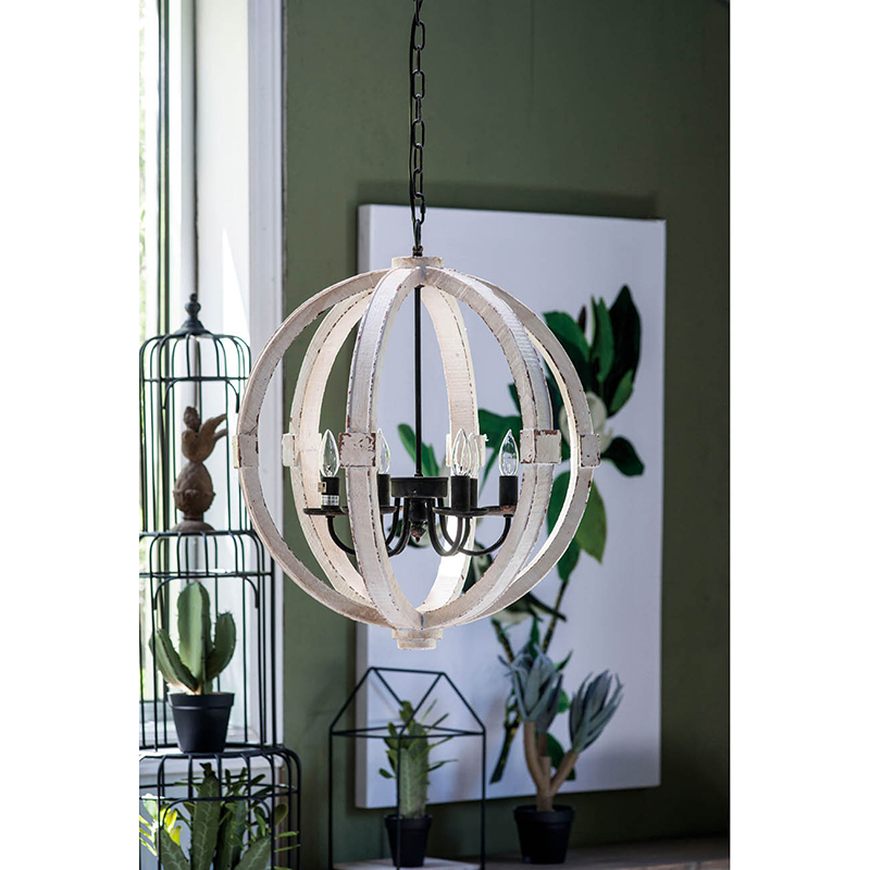 6 - Light Wood Chandelier With Adjustable Chain For Kitchen view 4