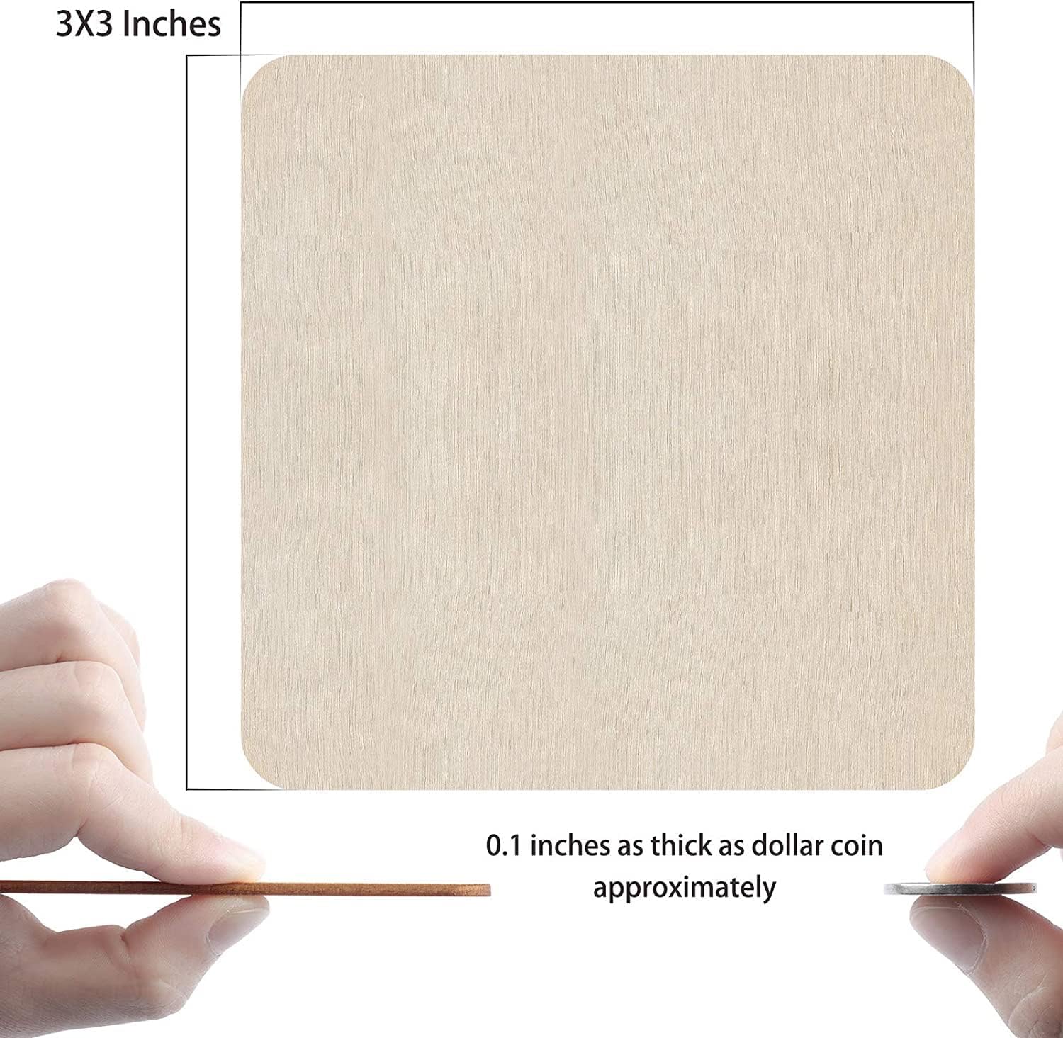 Unfinished Wood Squares 80 Units, 3x3 Inch Wooden Board Tiles For DIY Crafts, Painting, Home Decor And Creative Projects 3