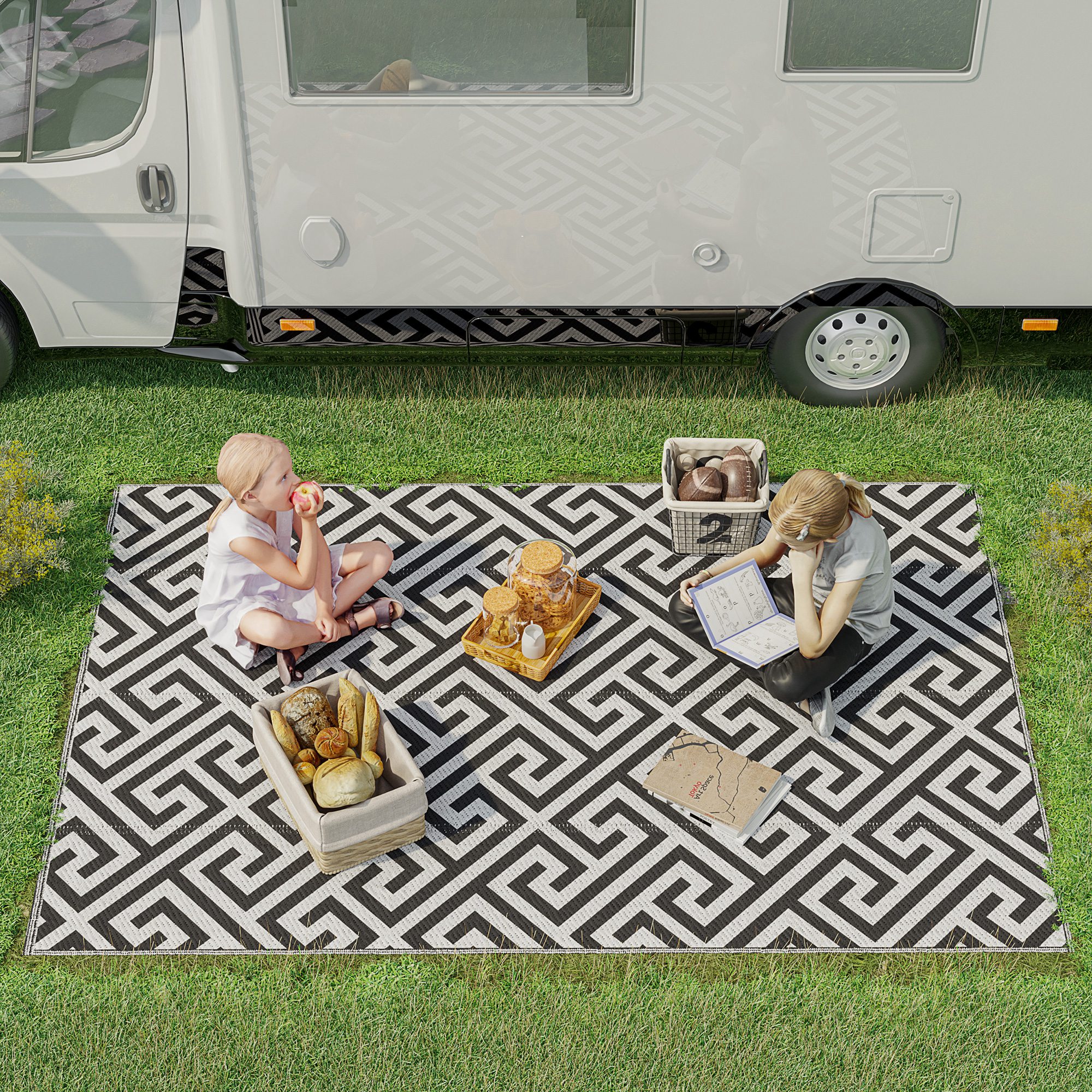 Outdoor Double-sided Plastic Grass Mat, Portable RV Camping Suitable — image 2