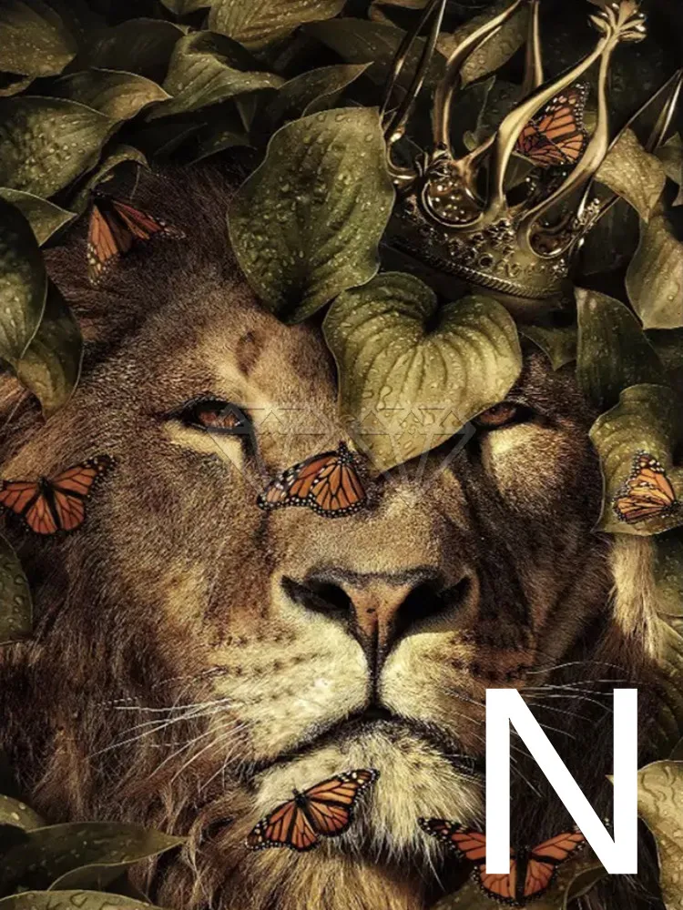 5D DIY Diamond Painting Kit Colored Flowers And Animals - N