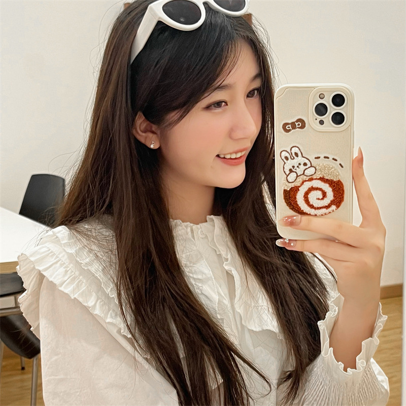 Plush Cloth Embroidery Cake Roll Rabbit Suitable Phone Case