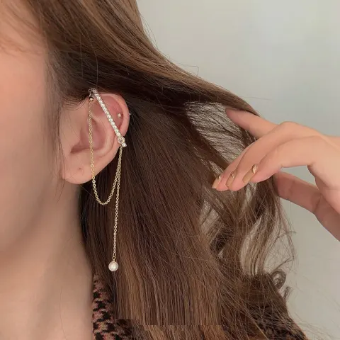 Niche Design French Ear Cuff Tassel Earrings