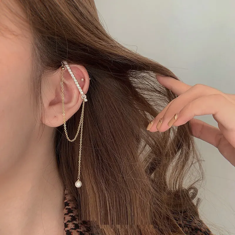 Niche Design French Ear Cuff Tassel Earrings