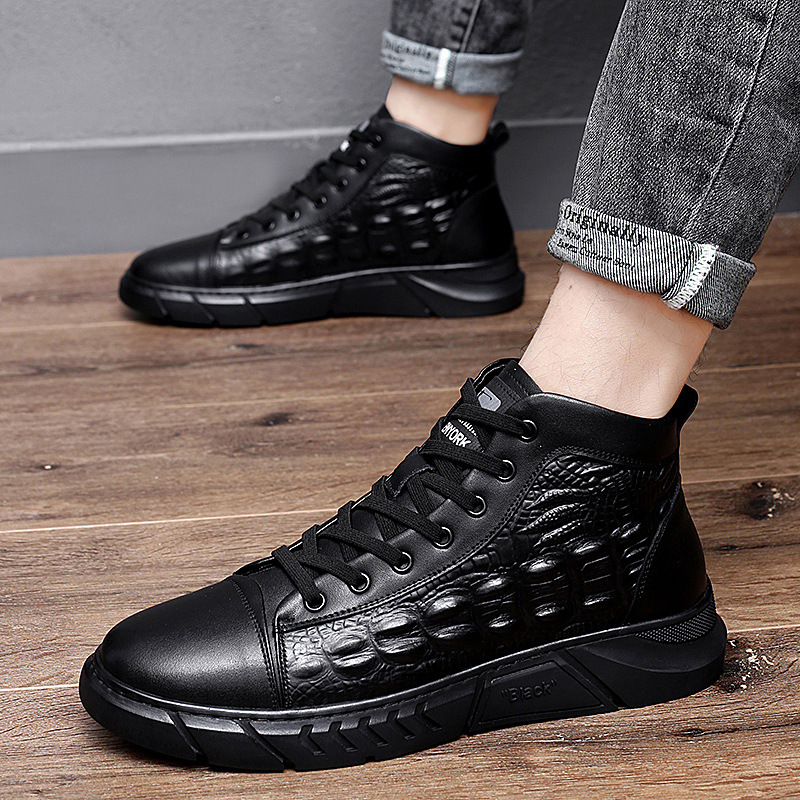 Title 3, Casual High-top British Plus Velvet Warm Cotton...