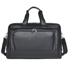 New Leather Business Briefcase First Layer Cowhide Men's Bag Nappa Leather 17 Inch Laptop Bag - Black - View 1