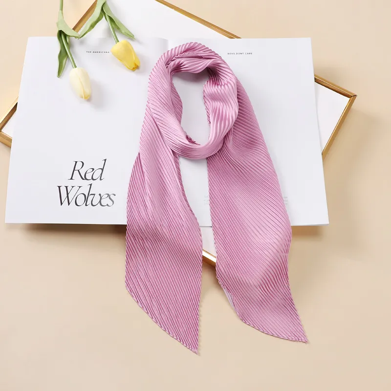 Color Blocking Small Ribbon Scarf Women's Pleated Hair Band - Yz1011-10X130Cm