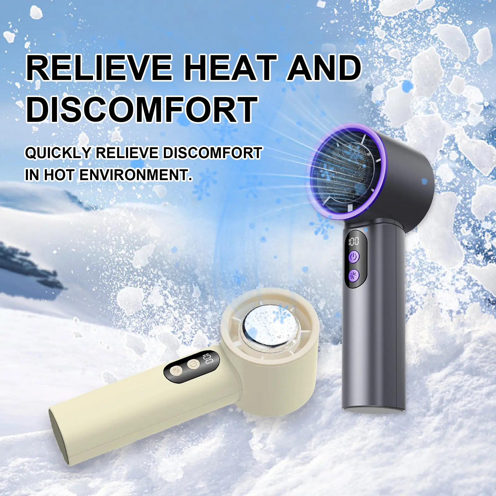 Ice Pack Handheld Fan Lotus White