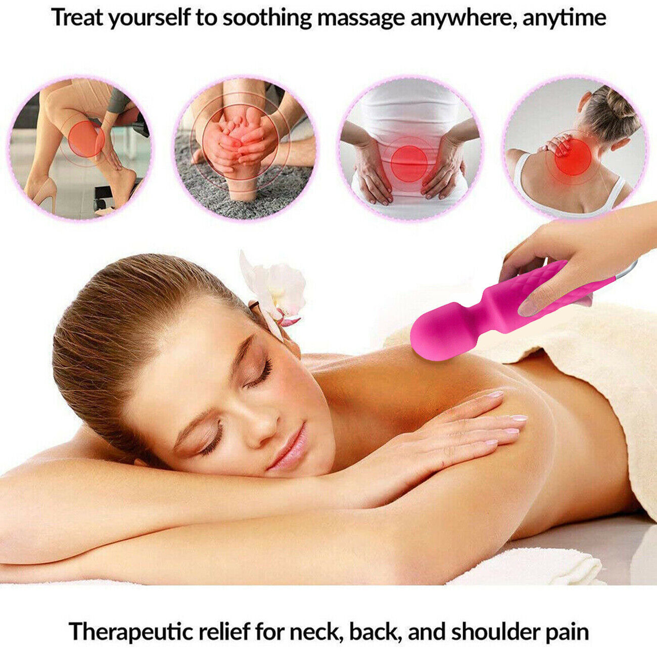 20 Speed Handheld Massager Wand Vibrating Massage Magic Full Body Therapy Motor