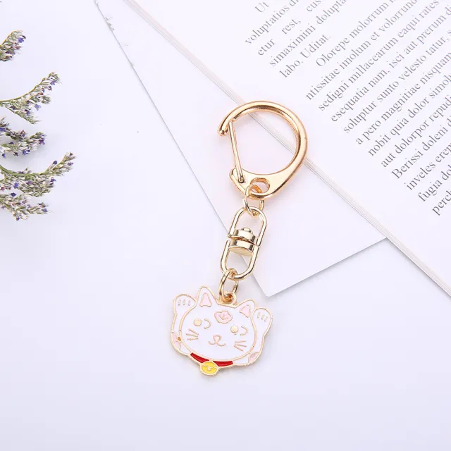 Cartoon Animal Beckoning Cat Cute Dog Keychain Twohanded Cat - Shop at LoveMi