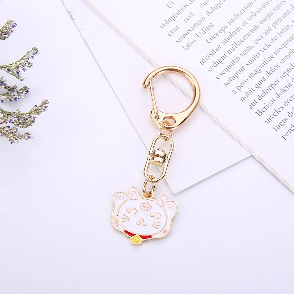 Cartoon Animal Beckoning Cat Cute Dog Keychain - Twohanded Cat