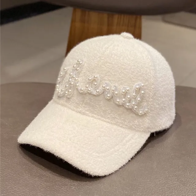 Autumn And Winter Warm Pearl Versatile Baseball Hat White - Shop at LoveMi