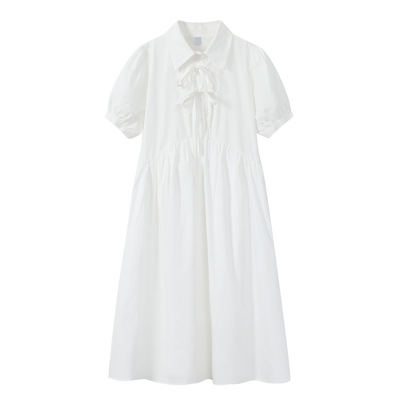 Puff Sleeve White Short-sleeved Dress Female Summer Design French Gentle Mid-length Dress
