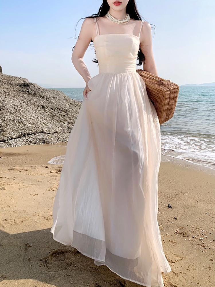 Pleated Drawstring Long Dress, picture 2 of 6