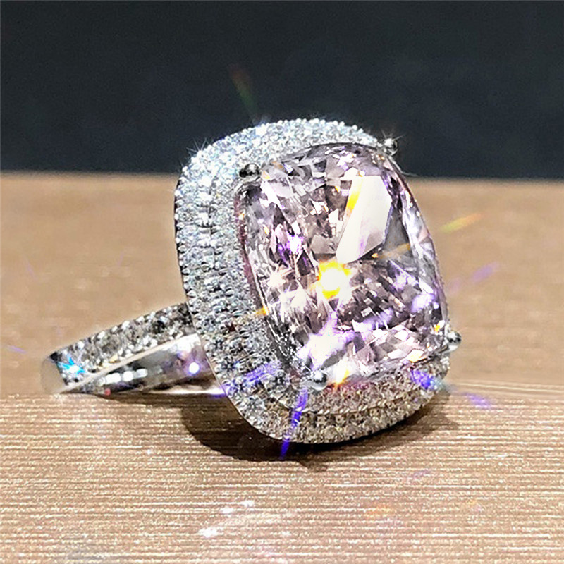 Elegant Zircon Square Micro Set Diamond Ring