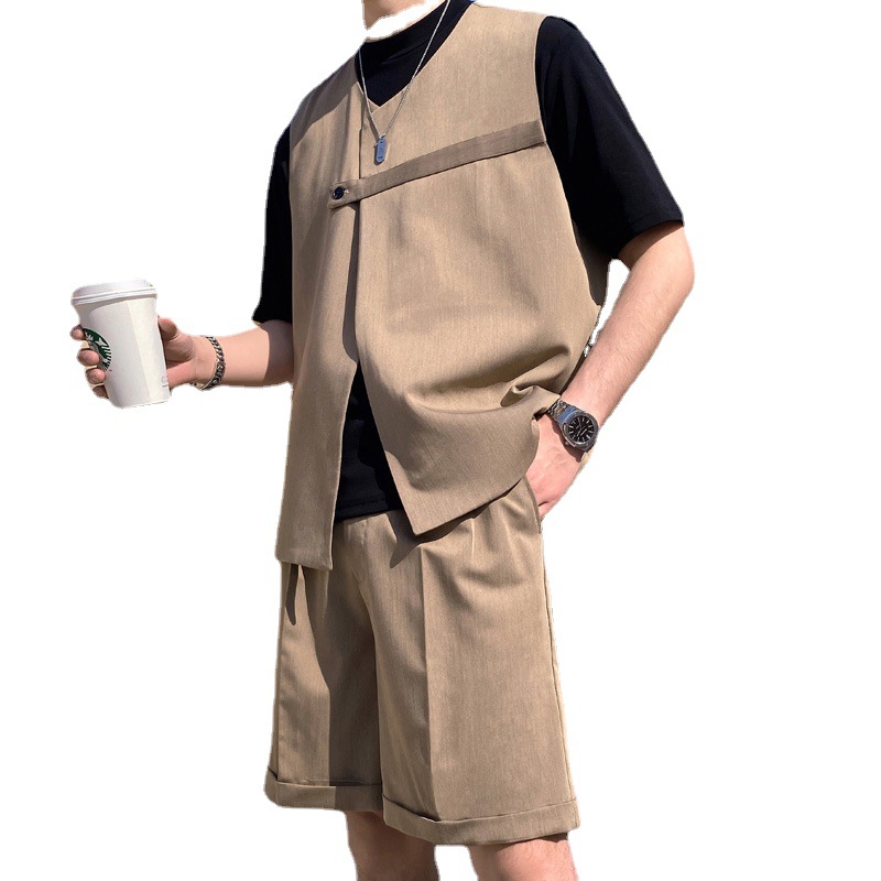 Men's All-match Suit Vest Men's British Style Five-point Pants