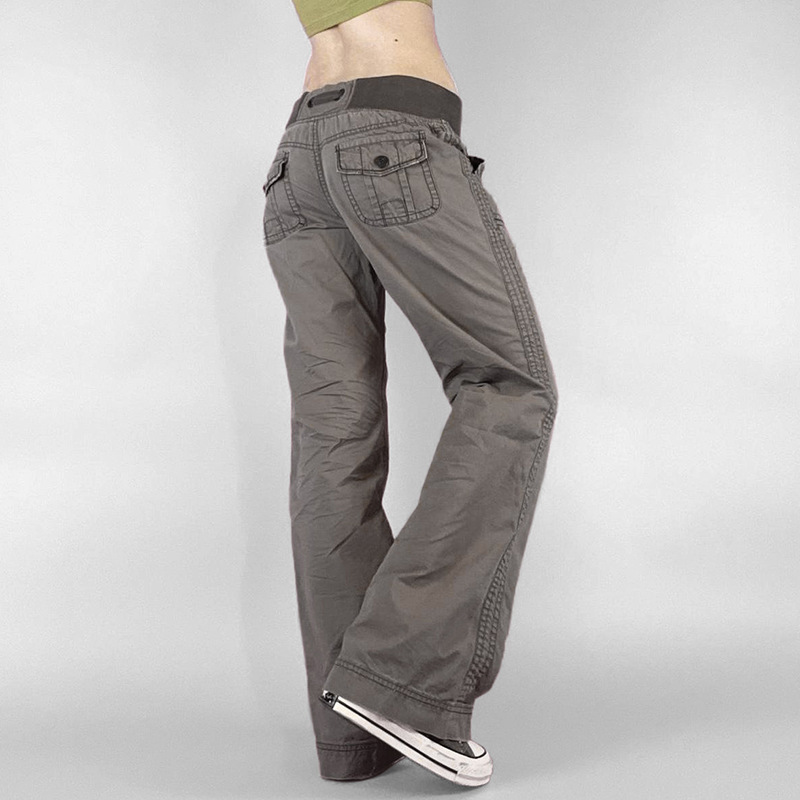 Lace-up Low-waisted Casual Wide-leg Pants