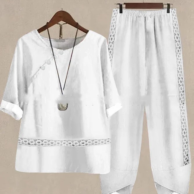 Cotton And Linen Casual Set Popular And Fashionable