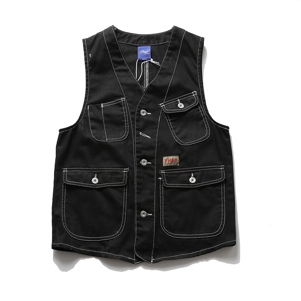 Multi-pocket Work Vest Men's Trendy High Street Sleeveless Jacket