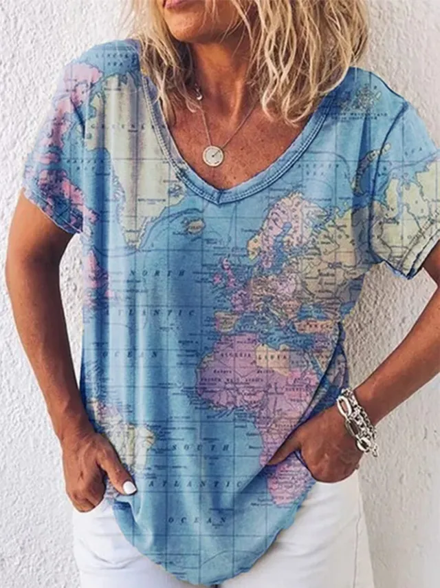 Short Sleeve Bottom Shirt T Shirt Women's Top Blue - Shop at LoveMi