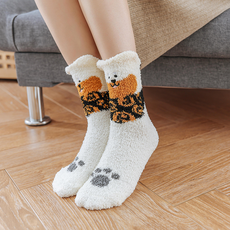 Title 2, Coral fleece cute puppy cartoon socks