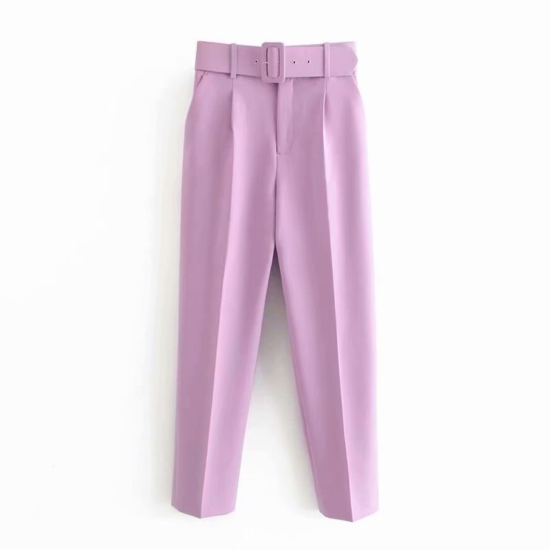 Summer New Style Simple And Fashionable Long Pants With Belt Purple - Shop at LoveMi