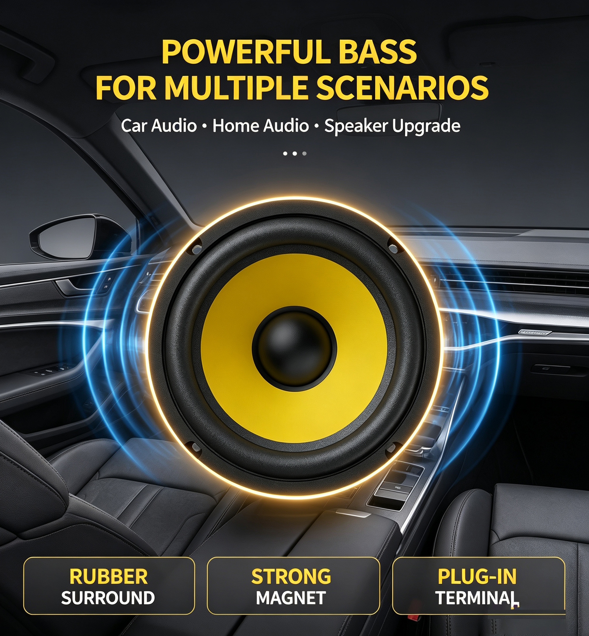 4 5 6.5 8 10 12 Inch Car Subwoofer Speaker Heavy Bass Audio Loudspeaker For Car Stereo Modification