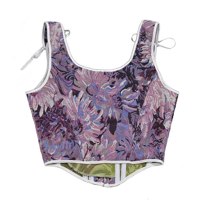 Large Size French Strap Fishbone Bra Short Vest - Image 13