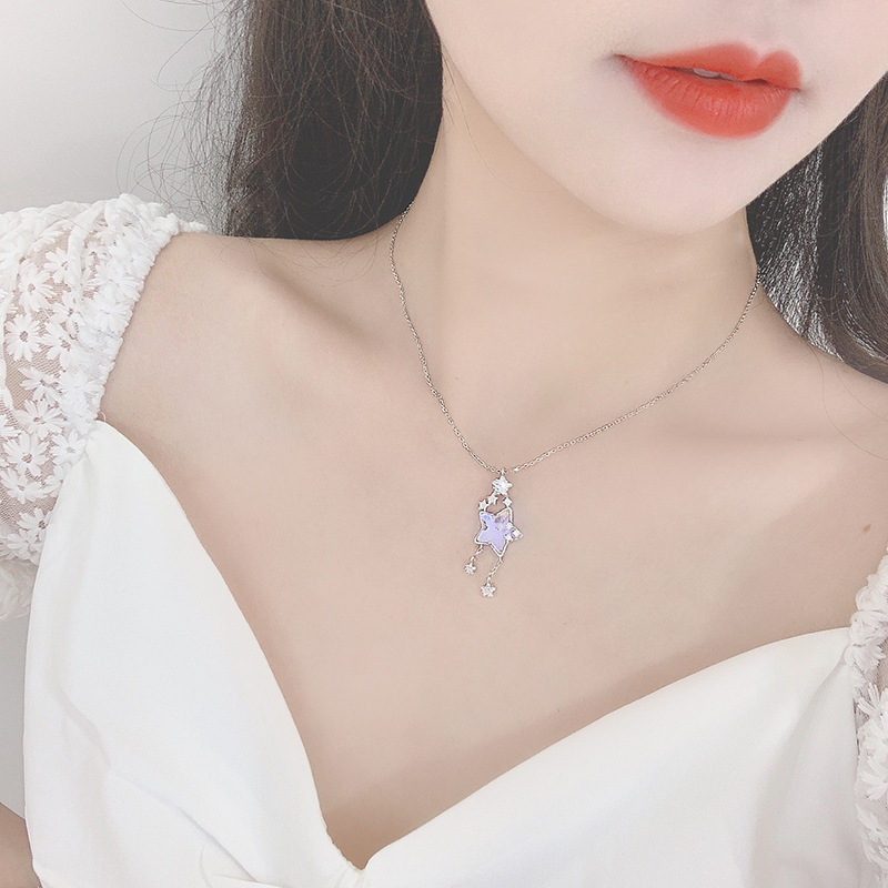 Women's Fashion Glazed Wishing Star Necklace Bracelet