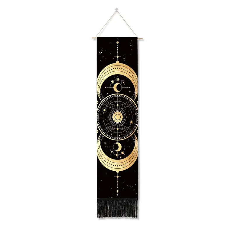 Sun Moon Phase Decoration Background Cloth Tapestry Bohemian Tassel Painting Living Room - 1Color