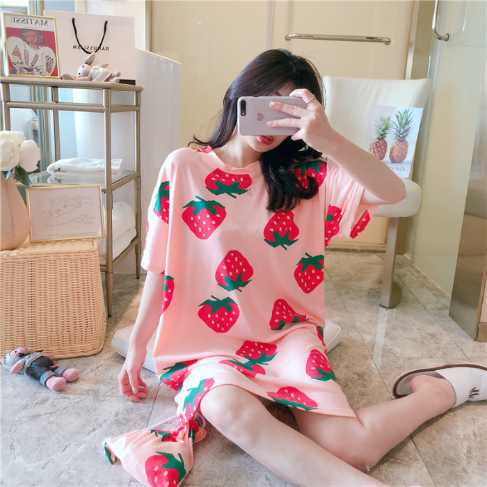 Title 15, Nightdress Short Sleeve Ladies Summer Homewear Set