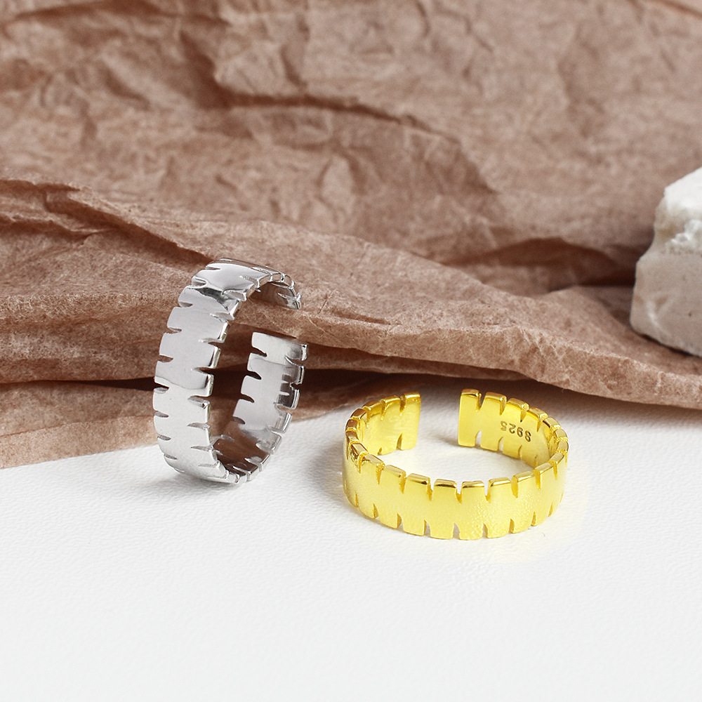 Ins Light Luxury Cold Wind Jewelry S925 Sterling Silver Glossy Gear Ring