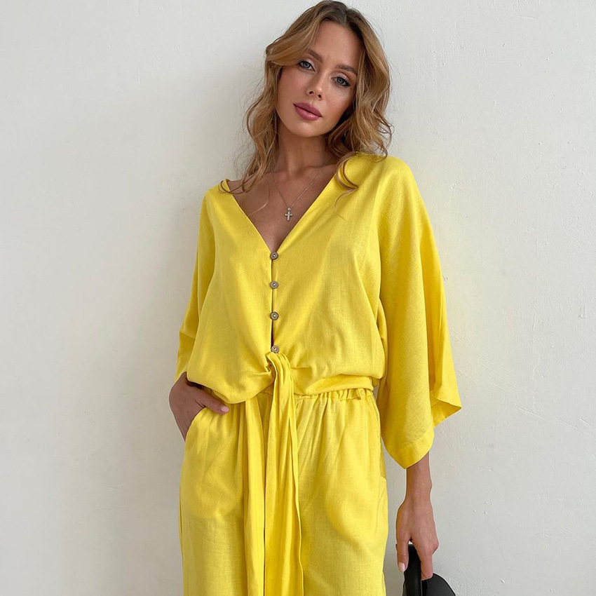 Title 3, Yellow Outer Wear Cardigan Long Sleeve Pants Pa...