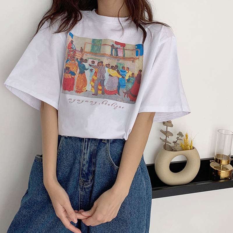 Title 3, Short Sleeve T-shirt Women Loose Niche Design C...