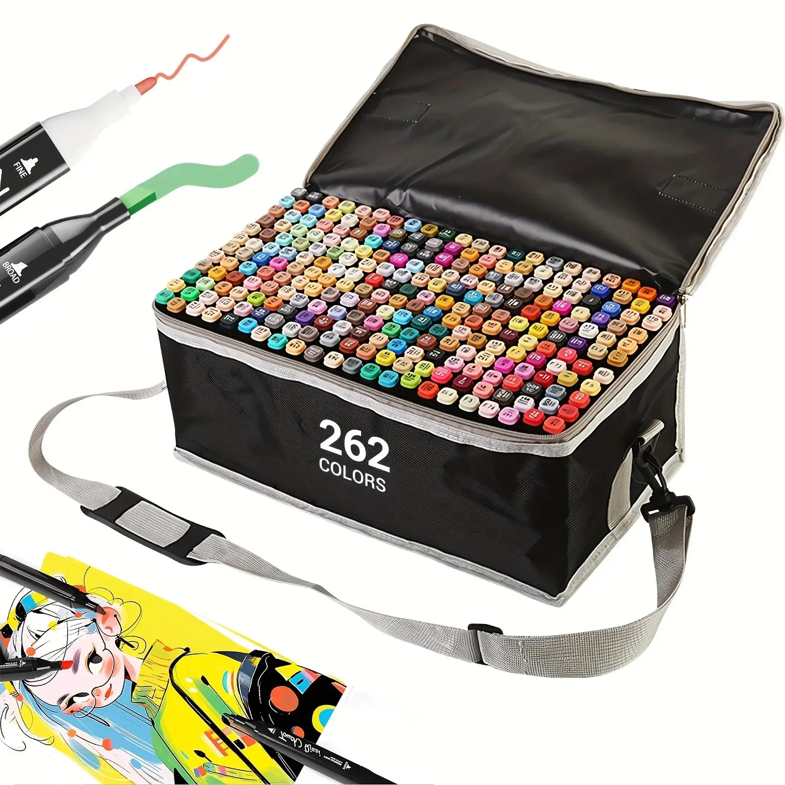 262 Color Dual-Tip Marker Set Quick-Dry Sketching
