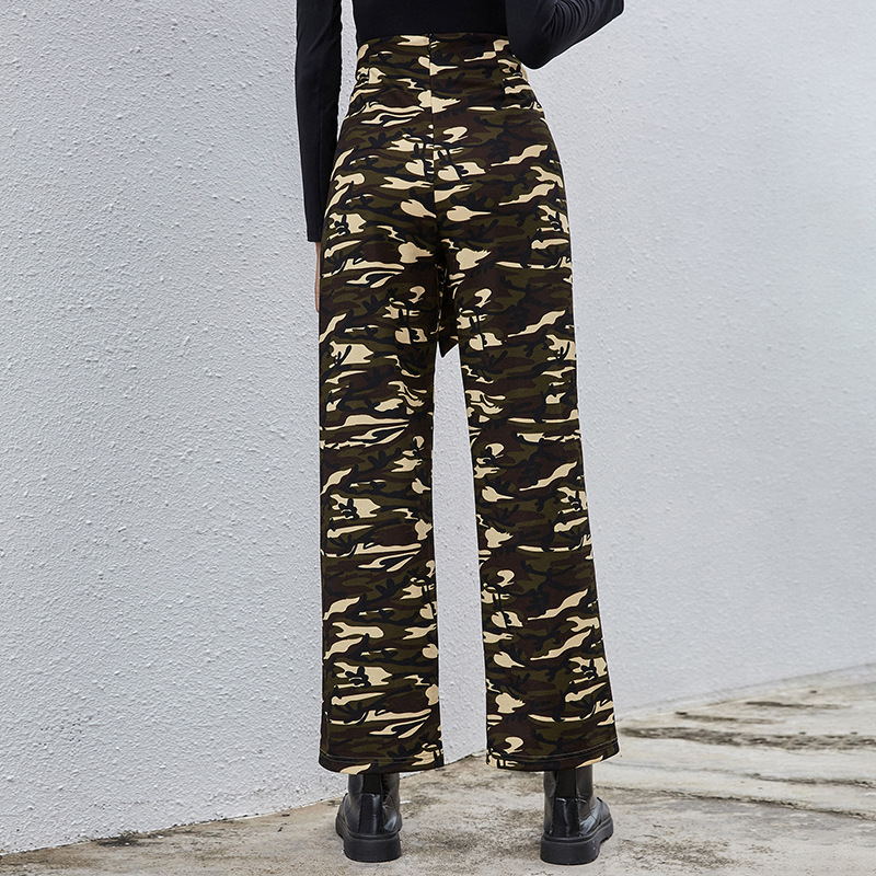 Solid Color Elastic Waistband Loose Ladies Casual Pants