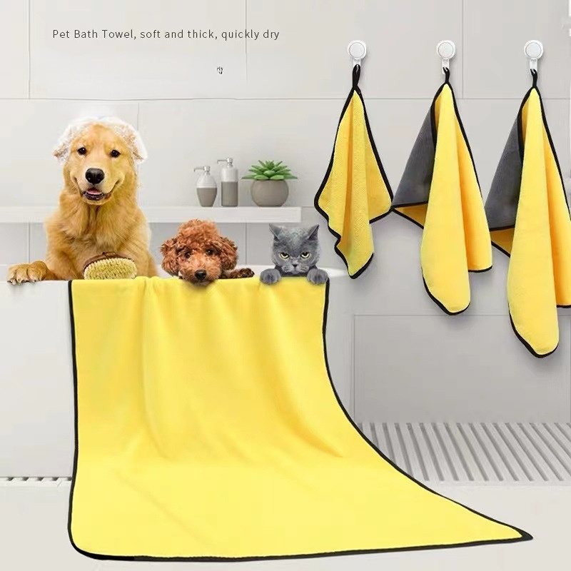 Dog towels for drying dogs, drying towel, dog bath towel, quick-drying pet dog and cat towels, soft fiber towels robe super absorbent quick drying soft microfiber pet towel for dogs, cats yellow