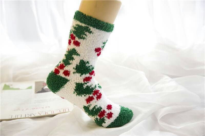 Elk Elderly Half Fleece Adult Christmas Socks