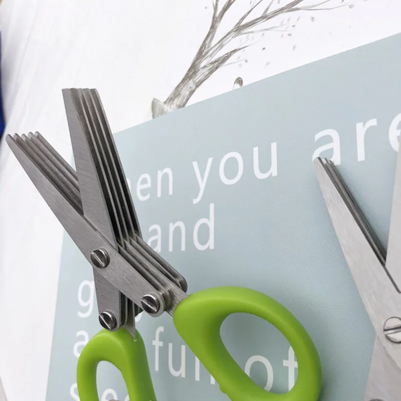 Multifunctional Multi-layer Green Onion Scissors Stainless Steel Onion Cutting Knife Herb Seaweed Spice Scissors Kitchen Scissor Kitchen Gadgets – image 7