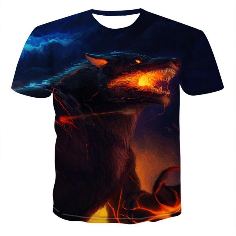 Title 9, New Moon Wolf Head 3D-geprinte T-shirt met kort...