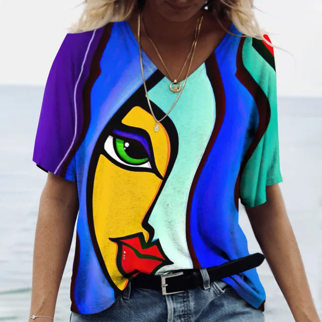 3DT T shirt Casual Women's Short Sleeve Rgc230414J 5Xl - Shop at LoveMi