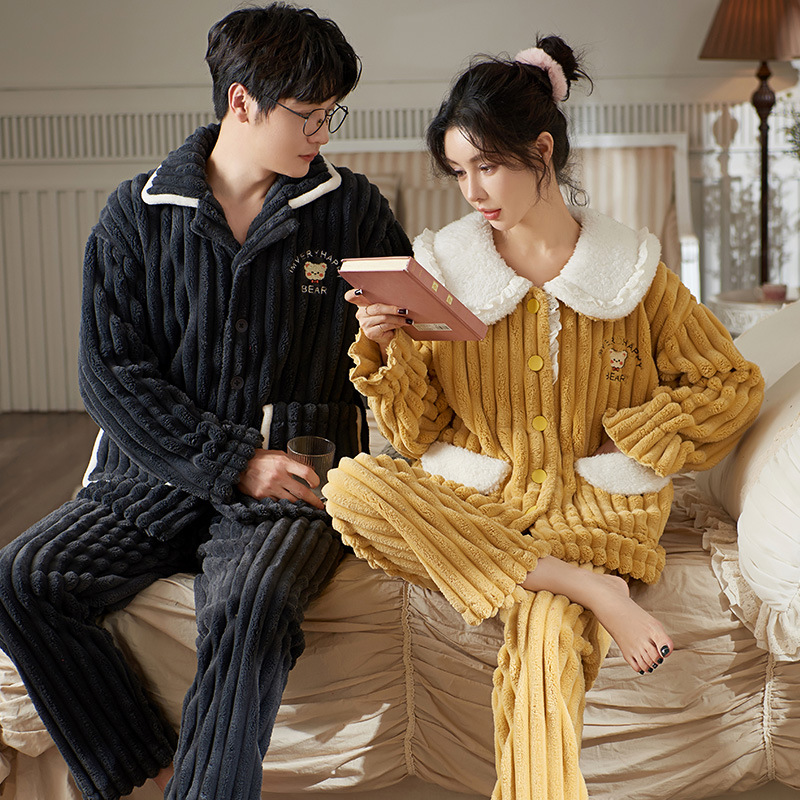 Title 1, Coral Velvet Couple Pajamas Women Thickened And...