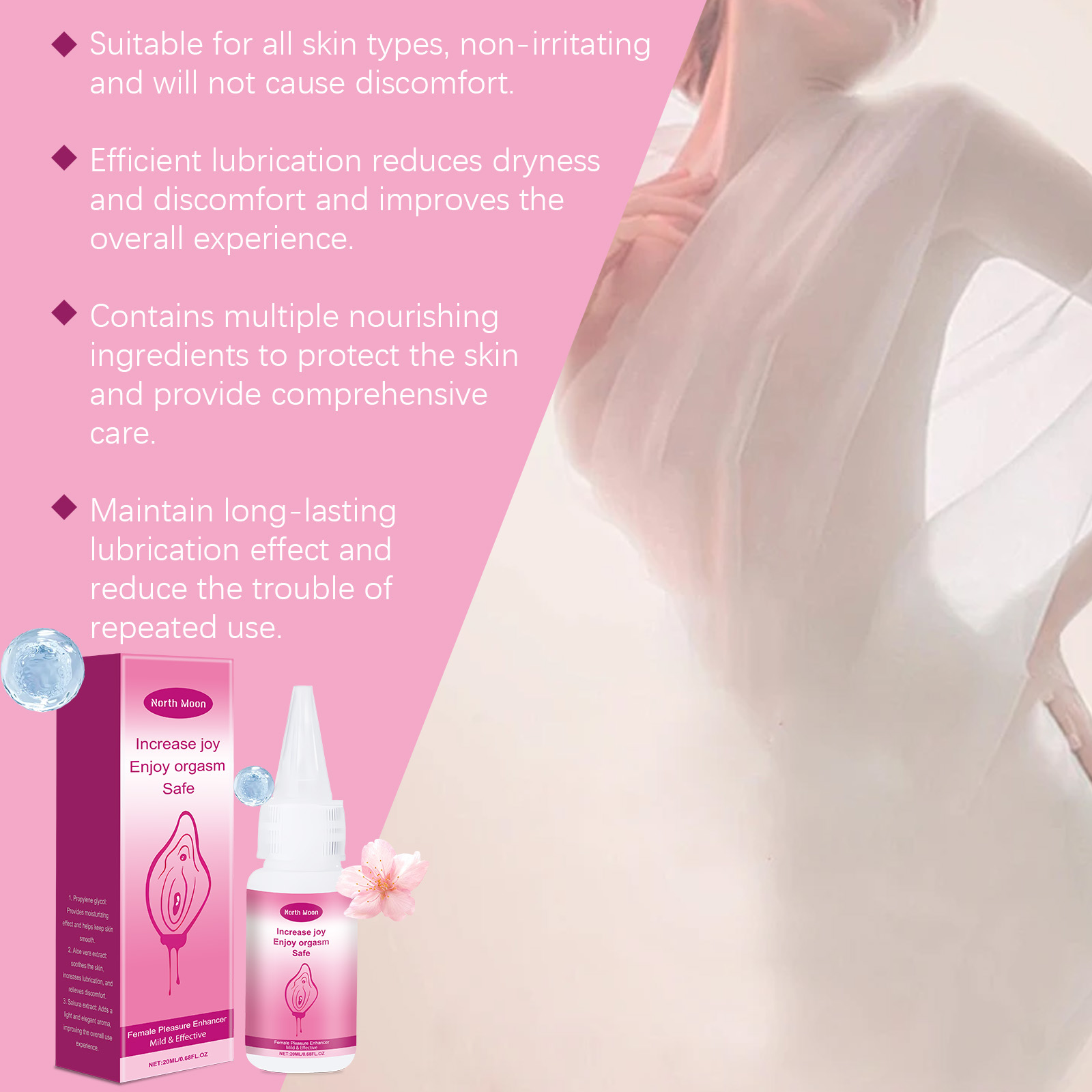 Female Intimate Comfort Serum, Gentle Moisturizing Lubricant For Women, Hydrating Soothing Private Care Oil For Sensitive Skin