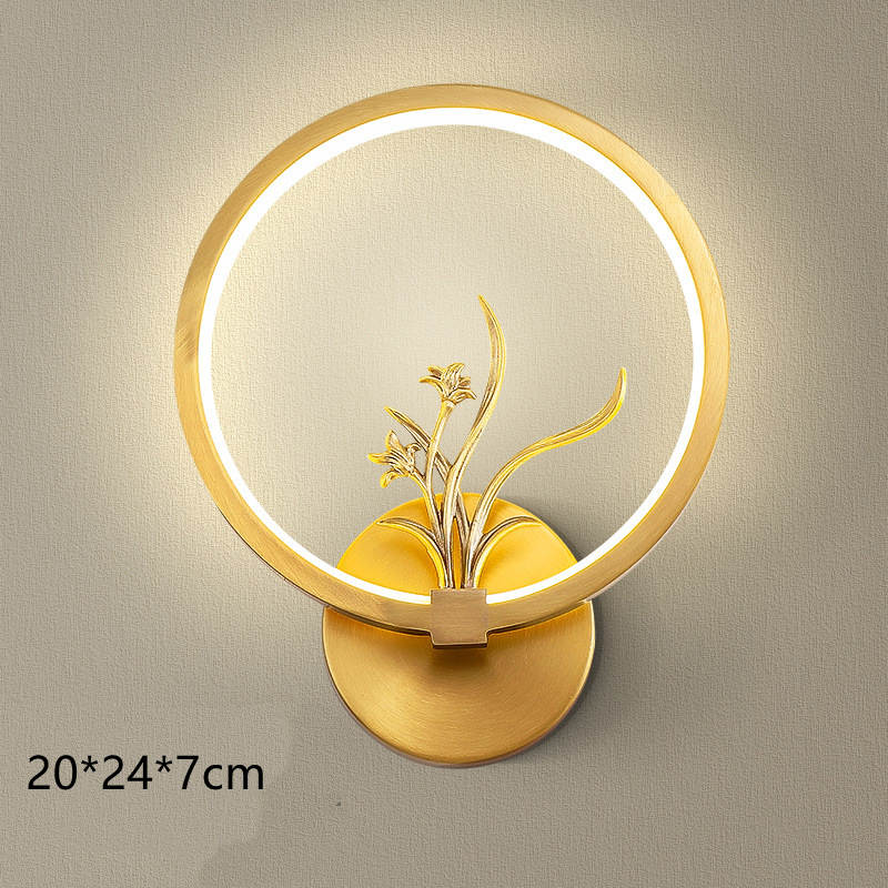 Light Luxury Background Wall Modern Zen Round Copper Wall Lamp - Image 6