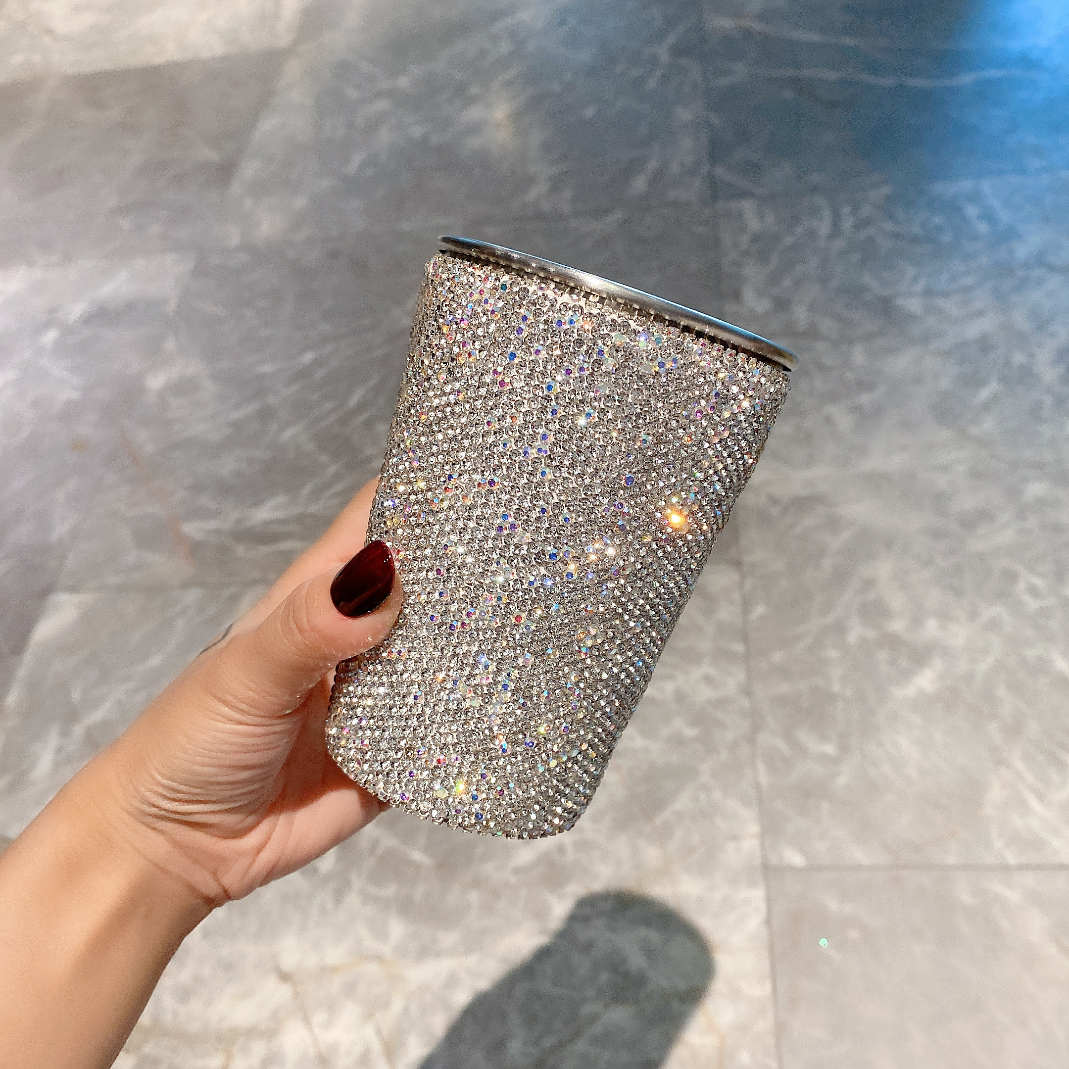 Light Luxury Diamond-studded Stainless Steel Beer Mug Car Mug Multi-function Mug Office High-end Gift Coffee Cup