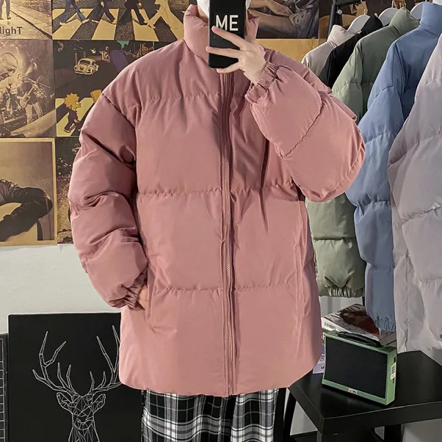 Bread Suit Stand Collar Korean Version Ins Casual Solid Color Padded Jacket Tan - Shop at LoveMi