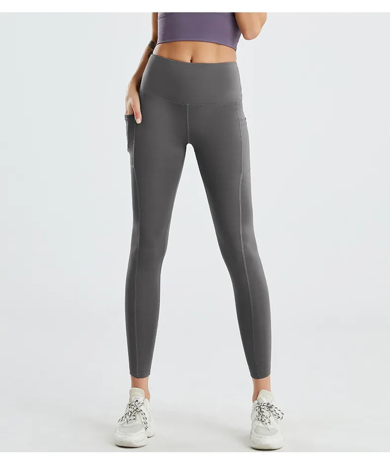 High Waist Hip Raise Stretch Seamless Yoga Pants - Sea Rock Ash