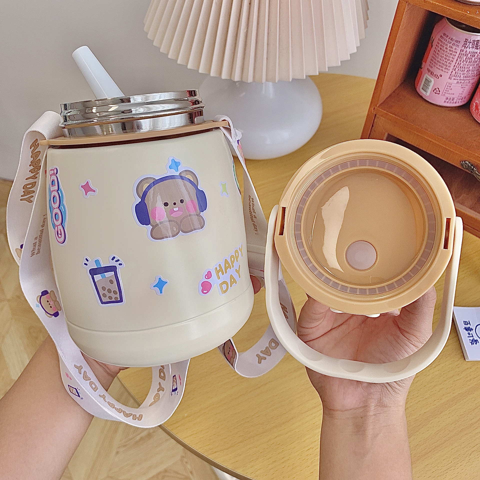 Large-capacity Stainless Steel  Mug With Outdoor Straws For Girls