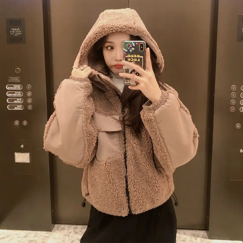 Funky Paneled Fleece Hooded Warm Casual Jacket