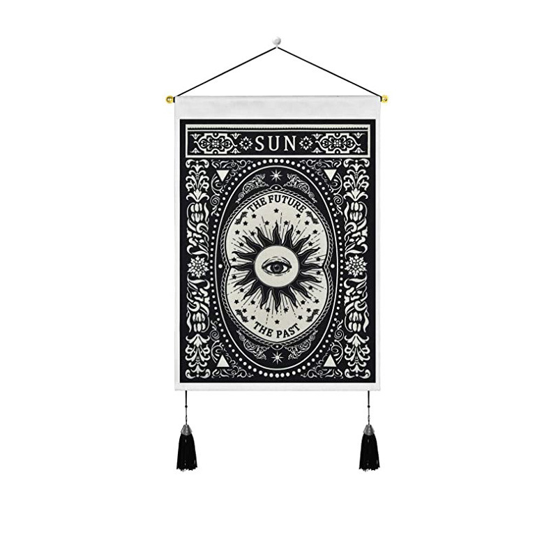 Tapestry Tassels Moon Mountain Linen Cotton Home Door Wall Hanging Bedroom Decor — image 8